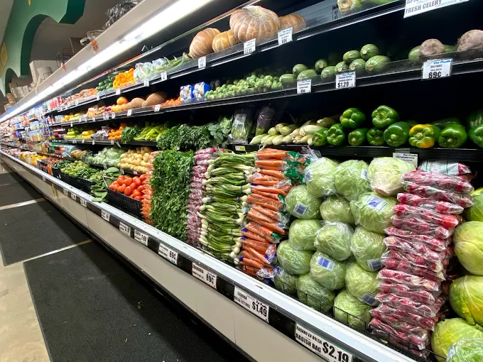 Produce wall with vegetables
